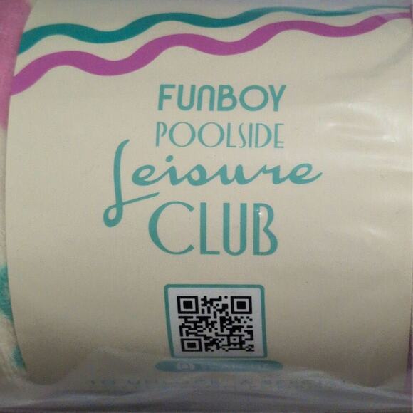 Funboy Poolside Leisure Club Pink Cream Beach Towel Oversized Plush Cotton 68x30 - Picture 2 of 5